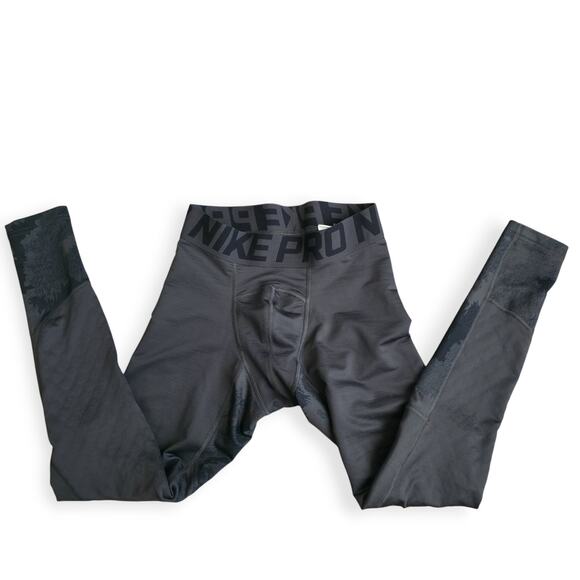 Nike Pro Therma Hyperwarm Compression Tights Base Layer Black Camo Men Sz S - Picture 2 of 8